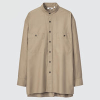 Oversized Stand Collar Long-Sleeve Shirt