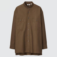 Oversized Stand Collar Long-Sleeve Shirt